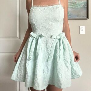 Green Lace Dress with Bow Accents